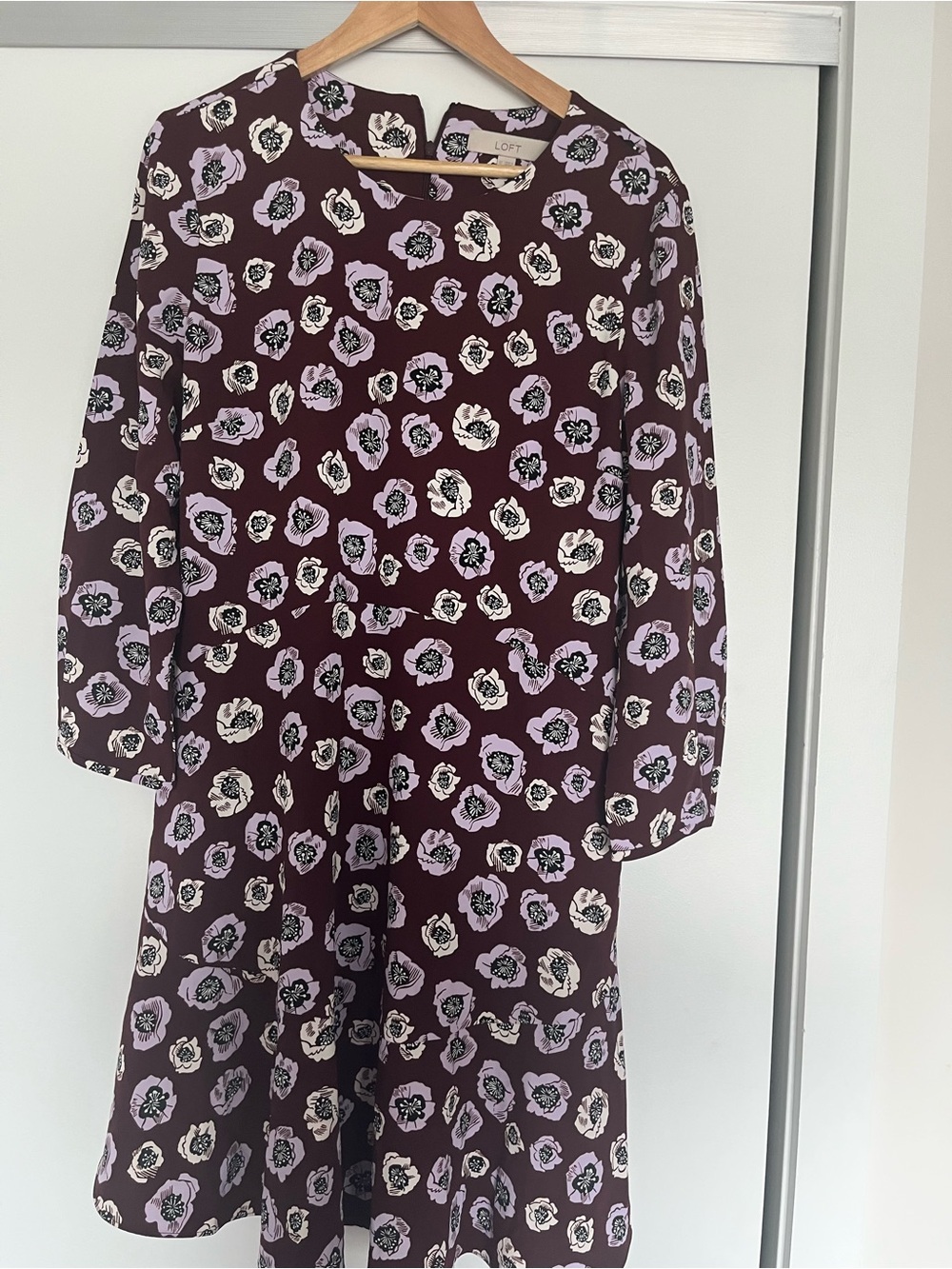 LOFT Ladies size 12 a line  Floral Long-Sleeve Casual Dress
